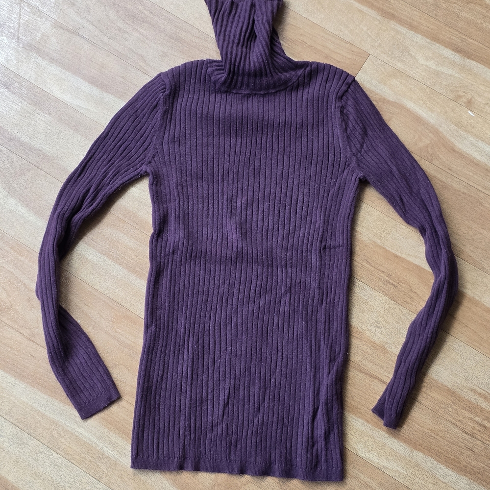 GAP Women's Deep Purple Ribbed Turtleneck Sweater